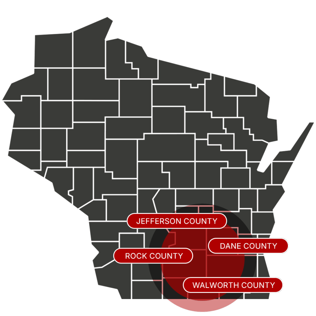 We serve, Jefferson County Dane County Rock County Walworth County